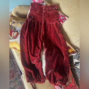 We the Free Wine Red Velvet Barrel Pants XS